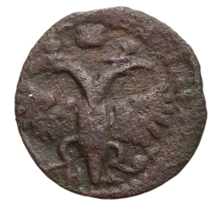 Полушка 1720 Петр I НД год славянскими буквами VF