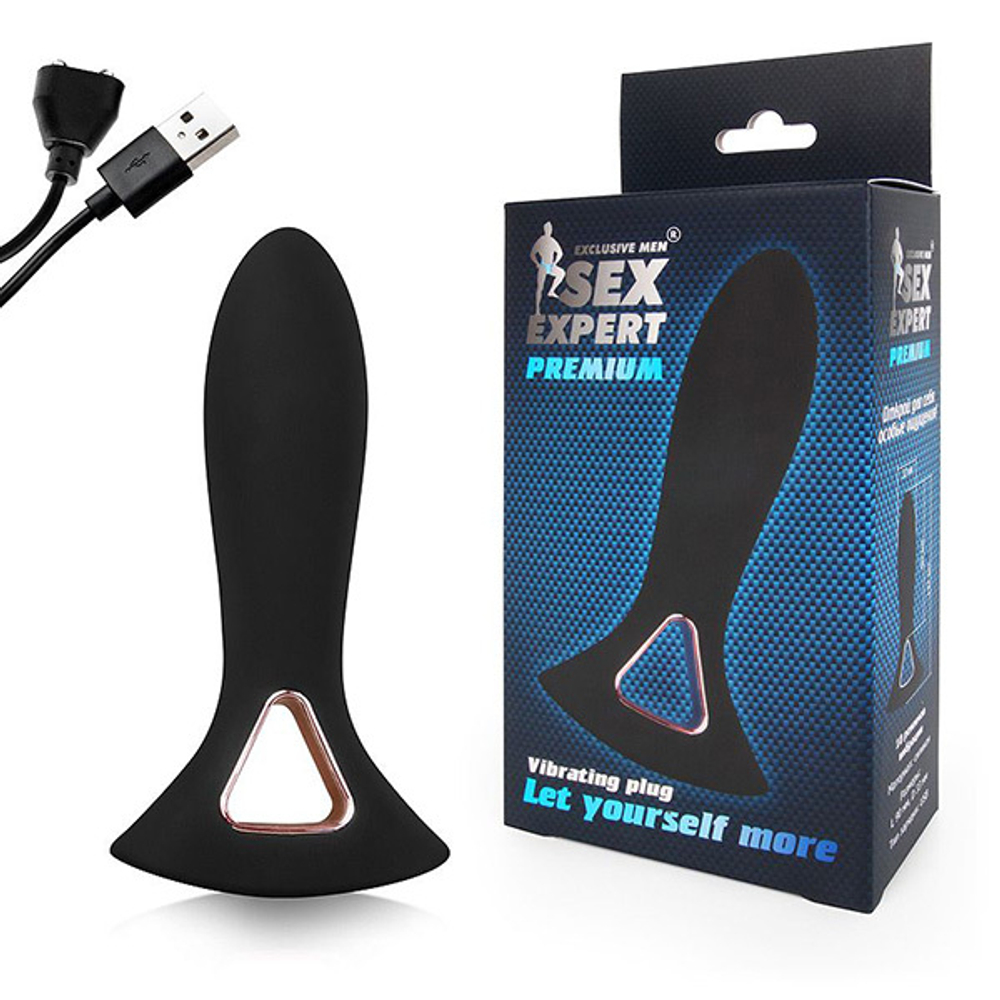 Черная анальная пробка 13,7см с широким основанием Bior Toys Sex Expert SEM-55212