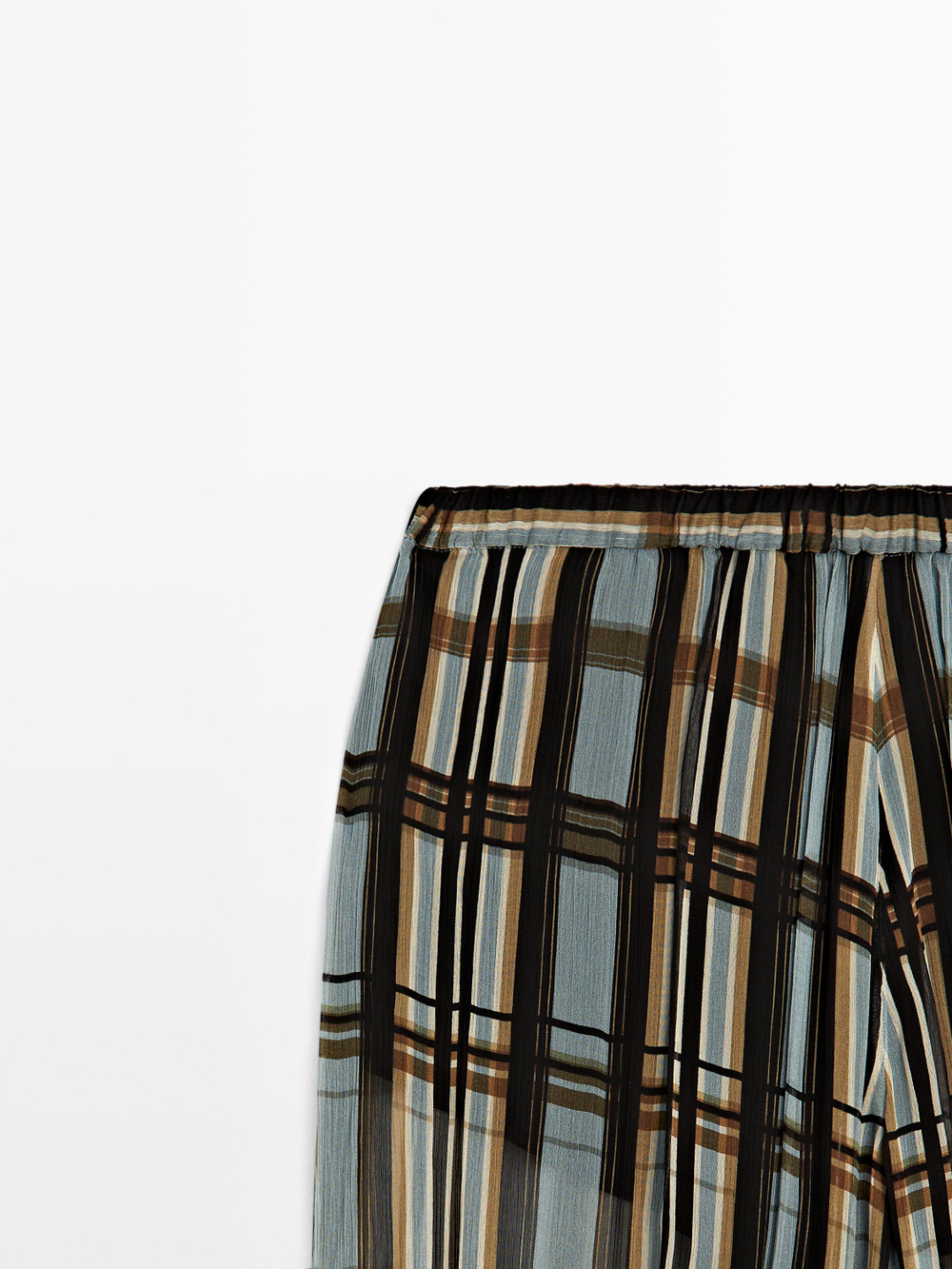 Massimo Dutti Свободные брюки-саруэль с принтом, светло-голубой