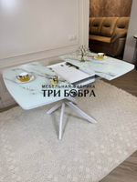 Кухонный раздвижной стол "Танго", белый мрамор