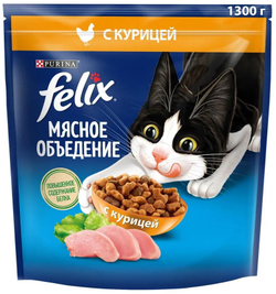Felix, Сухой корм для кошек, мясное объедение с курицей, 600 гр.