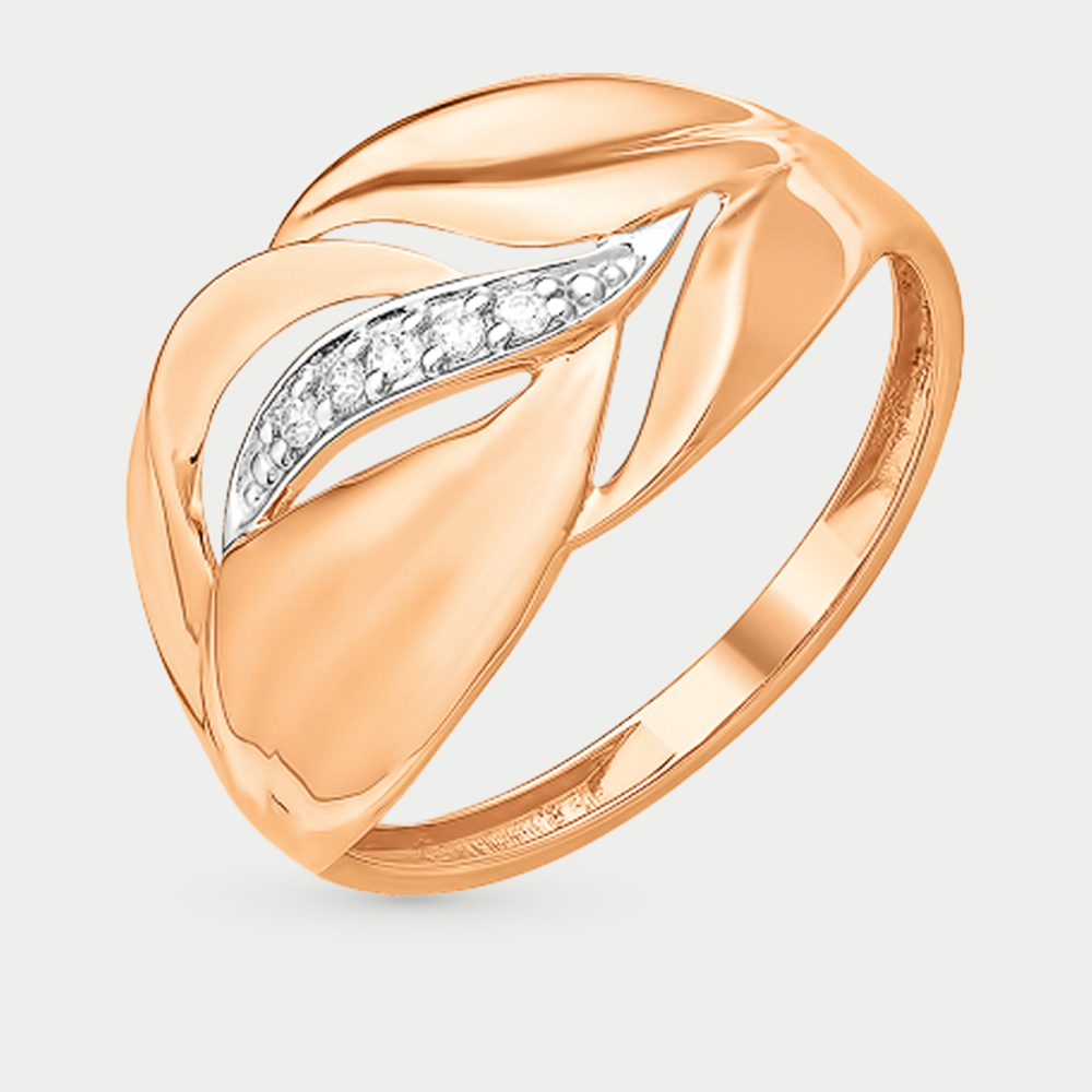 Кольцо из розового золота 585 пробы с фианитами для женщин (арт. К13213906)