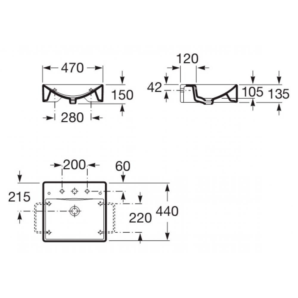 Раковина Roca Diverta подвесная, накладная 47x44 см 7327111000