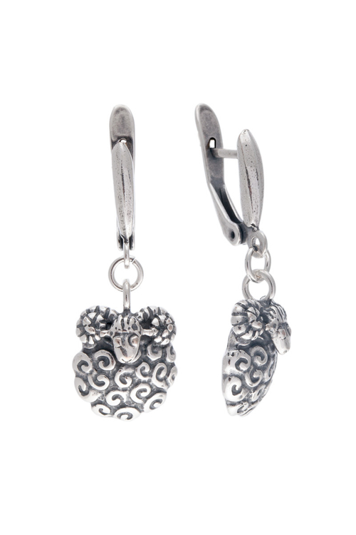 "Барашек" серьги в серебряном покрытии из коллекции "Lamb" от Jenavi с английским замком