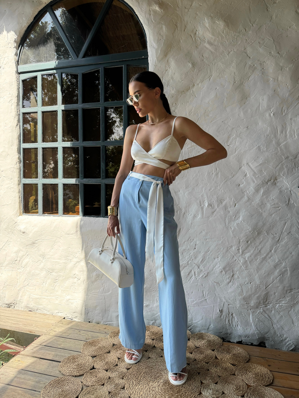 Брюки из вискозы и льна