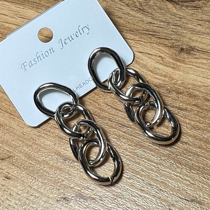 Серьги "Цепи" плетение якорное 4 звена металл серебристый 5,5 см