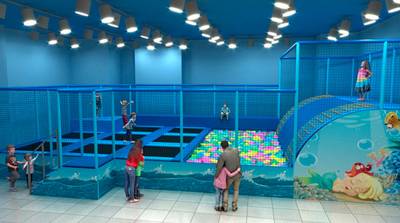 Батутная арена «Волна» 12×6 м, 8 батутов, с поролоновой ямой и горкой