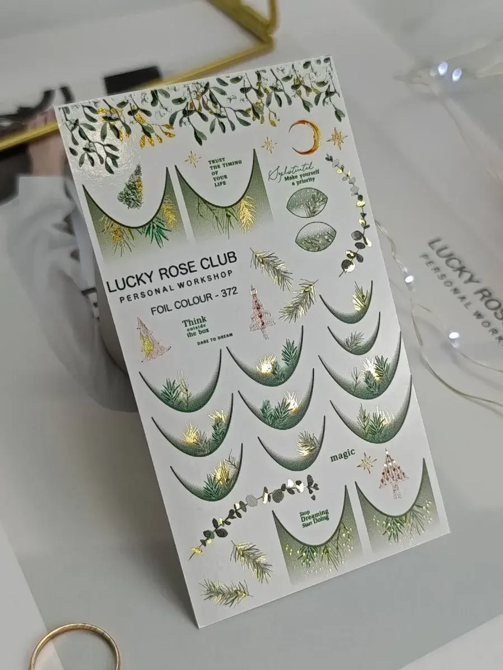 Lucky Rose Слайдеры наклейки для длинных ногтей 372