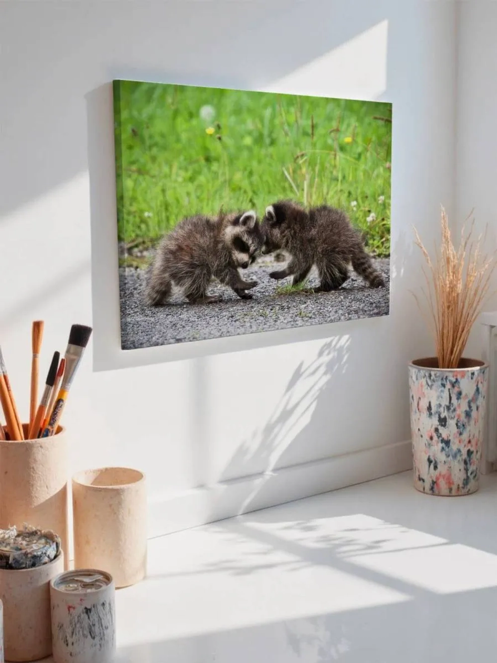 Картина на стену 40 X 50 Еноты детеныши