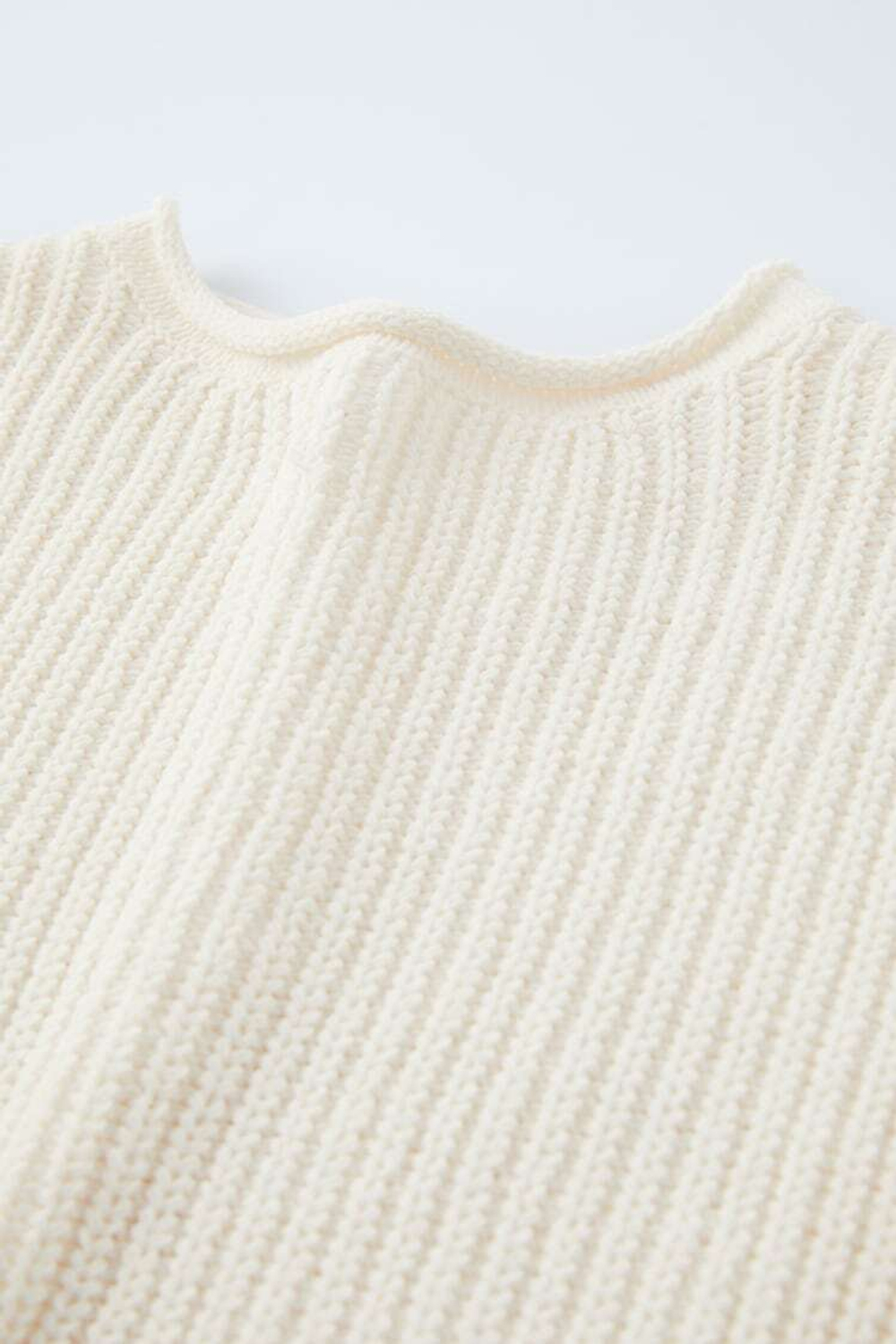 ZARA ВЯЗАНЫЙ ТРИКОТАЖНЫЙ СВИТЕР, ЭКРЮ