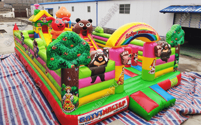 Коммерческий надувной батут "Маша и Миша" 10*6*3 м