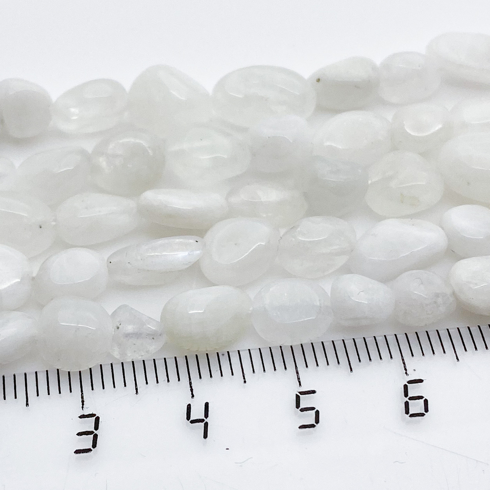 Бусины Лунный камень, галтовка, размер около 5-8 мм, цена за нить 40 см