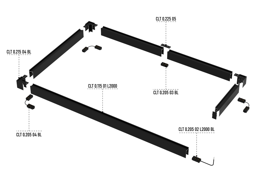 Шинопровод накладной 220V Crystal Lux CLT 0.115 01 L2000 BL