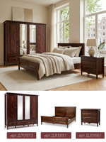 Кровать 180х200 Джоли, двуспальная, массив березы, коричневый, MAKOSA