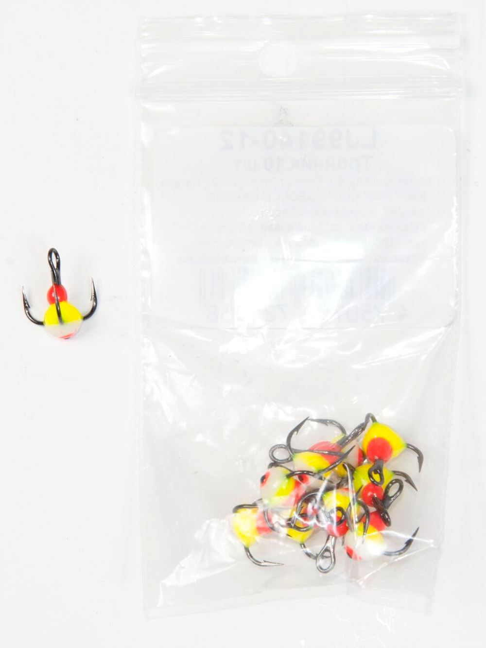 Крючок-тройник для приманок Lucky John с каплей цветной размер 006/11 (10шт.в упаковке)