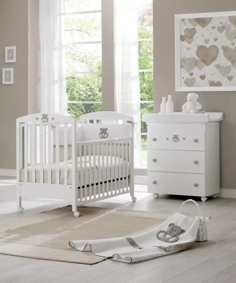 Детская кроватка на колесах Erbesi Charly White/Tortora