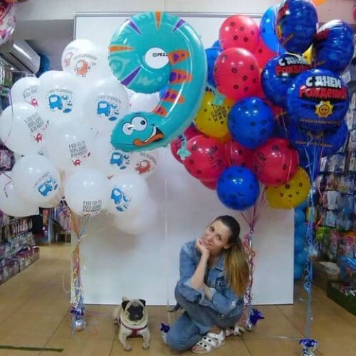 Композиция из шаров «Юному Геймеру Among Us&Brawl Stars» на 9 лет