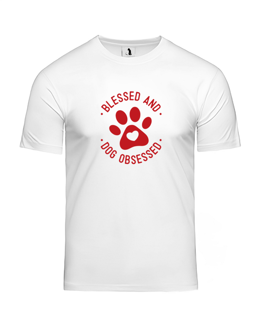 Футболка Blessed and dog obsessed unisex белая с красным рисунком