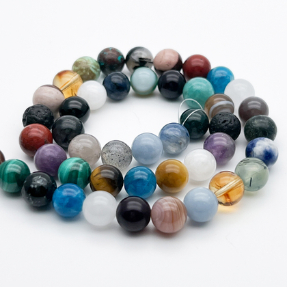 Натуральные камни микс, диаметр 8-8,8 мм, цена за нить 47 бусин