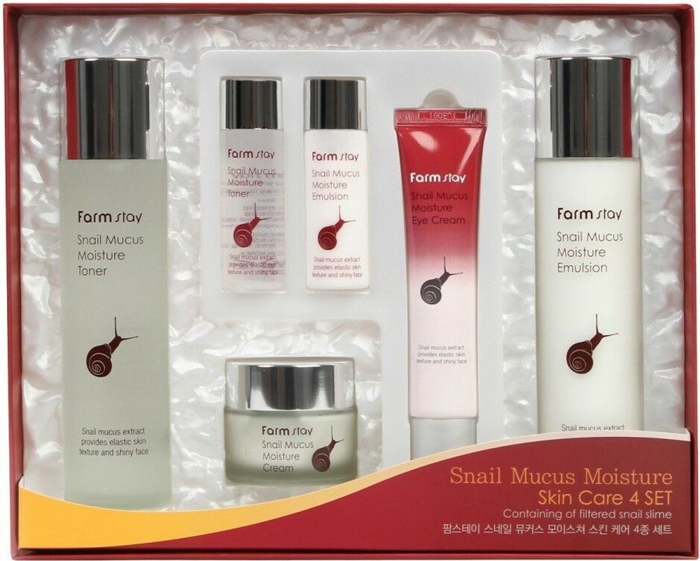 Набор уходовых средств с экстрактом улитки FARMSTAY Snail Mucus Moisture Skin Care 4 SET