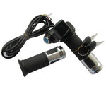 Ручка газа с вольтметром и замком зажигания (кабель 2 метра) серебряная