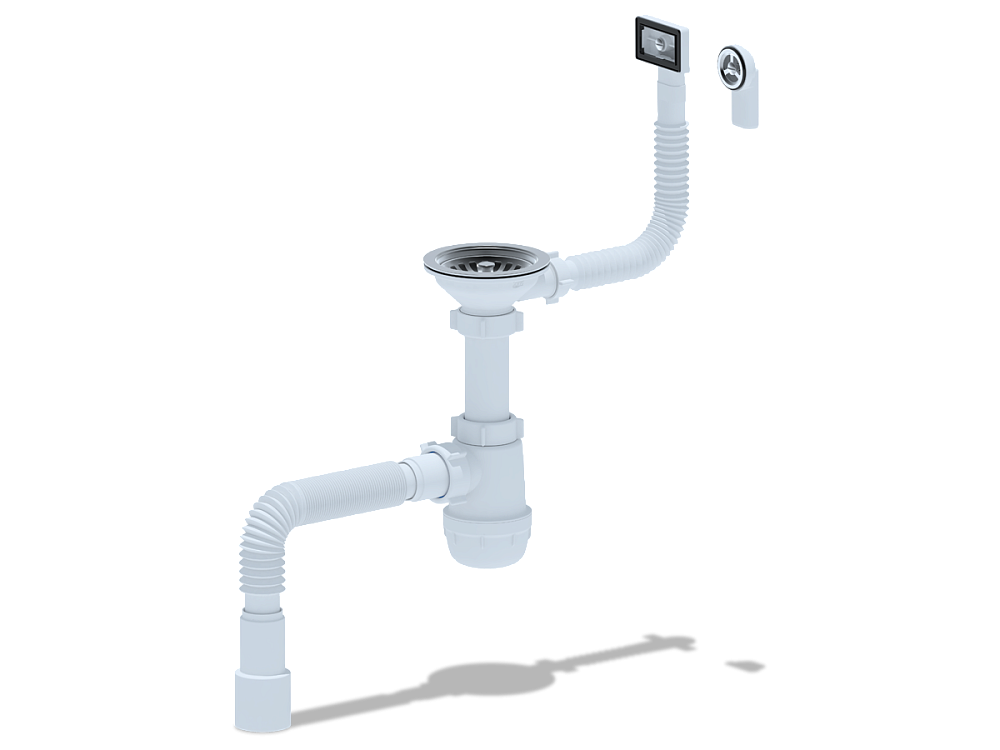Сифон для мойки 3 1/2"*40 с переливом, унив.перелив A0145DIY