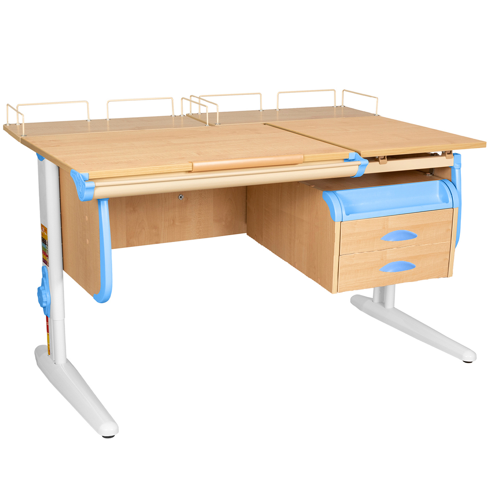 Растущая парта Дэми СУТ 25 с задними полками СУТ.15.210 и навесной тумбой (1200×880 мм)