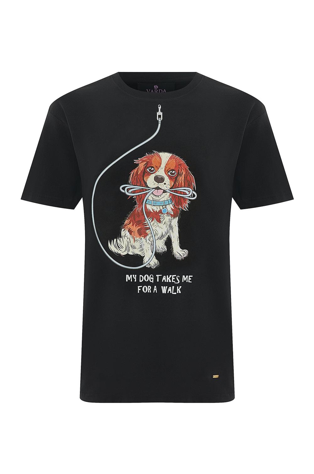 Black T-shirt with a dog