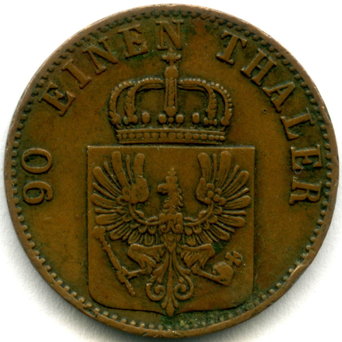 4 пфеннига (1/90 талера) 1865 А Германия-Пруссия VF-