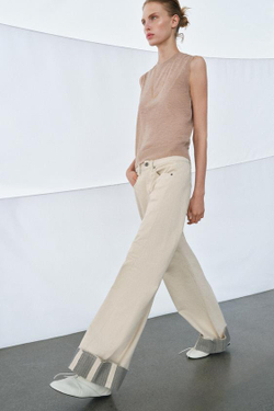 ZARA ДЖИНСЫ RELAXED СО СРЕДНЕЙ ПОСАДКОЙ — ZW COLLECTION, ЭКРЮ