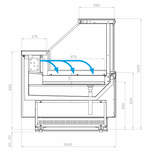 Гастрономическая витрина BAVARIA 4 Carboma GC110 SP 2,5-1 рыба на льду закрытая (версия 2.0) (без боковин)
