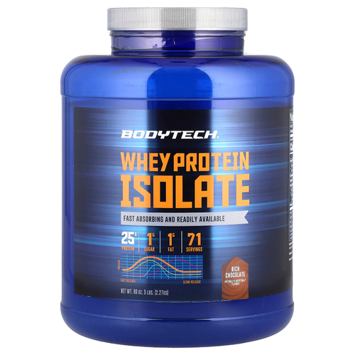 BodyTech, Изолят сывороточного протеина, насыщенный шоколад, 2,27 кг (5 фунтов)
