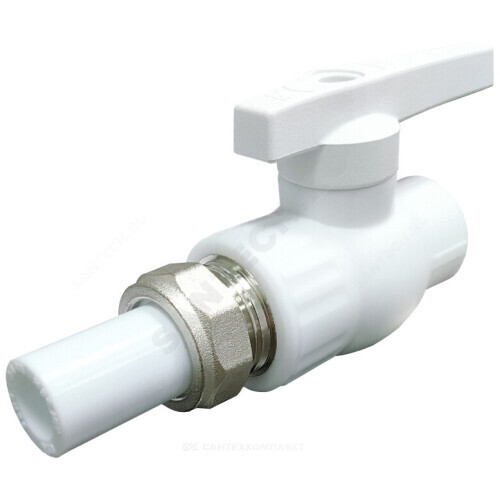 Кран шаровой PP-R полнопроходной белый Дн 32 с односторонним разъемным соединением VALFEX 20244032