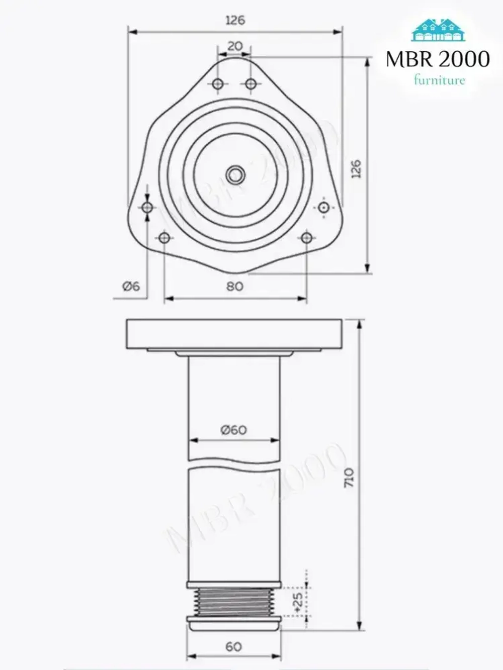 Ножки для стола, опоры мебельные, 710 мм Хром
