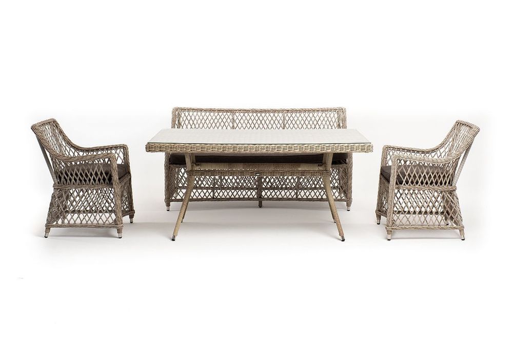 "Катания" обеденная группа плетеная на 4 персоны, цвет бежевый