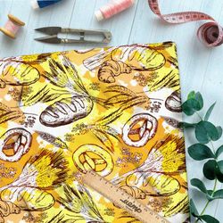 Ткань поплин хлеб, крендель и пшеница