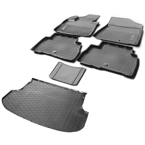 Коврики в салон и багажник автомобиля (комплект) Rival для Kia Sorento II поколение рестайлинг 2012-2021, полиуретан, 6 частей, K12804003-1