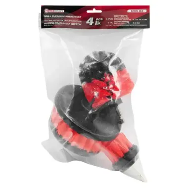 Набор сменных щеток для уборки/химчистки под шуруповерт 4пр: кругл.90х75мм,плоск.50х25мм,100х25мм, 120х25мм. FORCEKRAFT FK-CBK-03