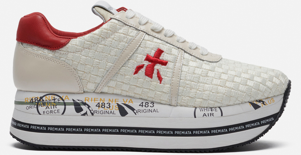 Premiata Beth 5214 белые с красным плетеные