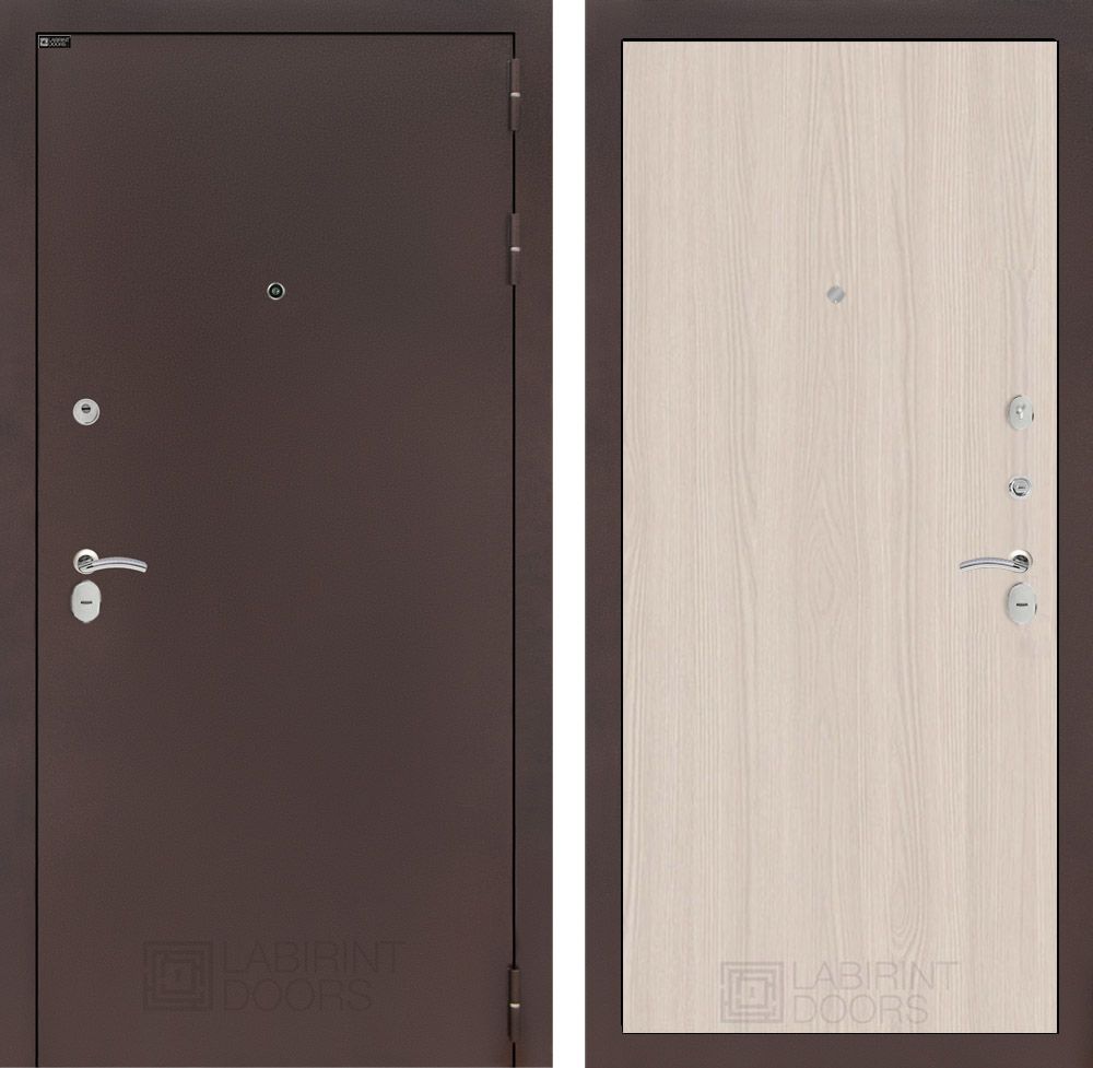 Входная дверь Лабиринт КЛАССИК антик медный - 05 Ясень Светлый