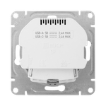 Механизм розетки с USB-A+С - 2шт, 16А, с заземлением, со шторками, белый Эпика EKF