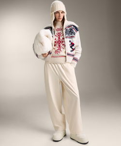 Oysho Вязаный свитер с вышивкой «Снежинка», экрю