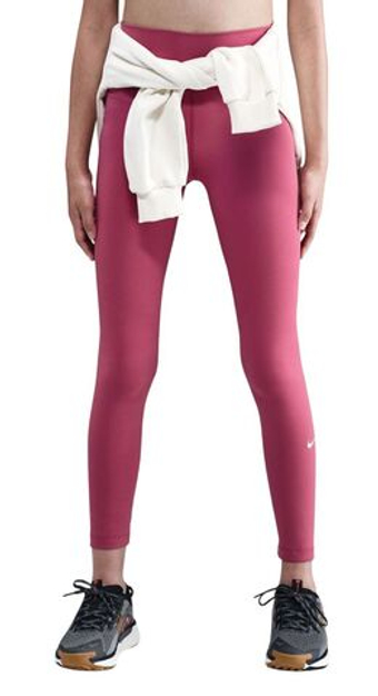 Брюки для девочки теннисные Nike Kids One Dri-Fit Tight - sweet beet/white