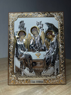 Св. Троица, икона прямоугольная без рамки, красное дерево 150х200