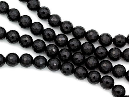 Нить бусин из черного агата 8мм, огранка