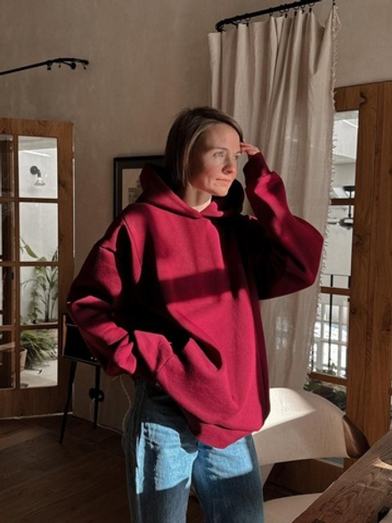 Свитшот oversize с капюшоном, Бордо