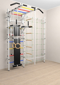 Шведская стенка Sv Sport усиленная 630 (Турник рукоход/Брусья/Скамья/Канат/Kольца/Лестница/Канатный лаз/Сетка)