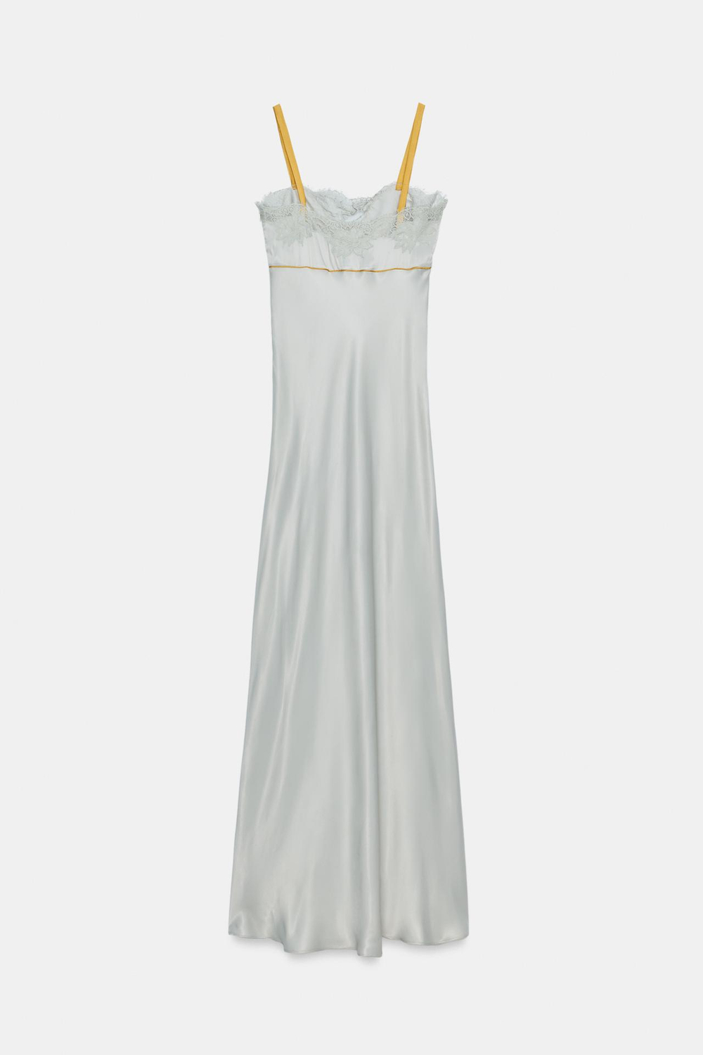 ZARA ДЛИННОЕ КРУЖЕВНОЕ ПЛАТЬЕ — ZW COLLECTION, ПАСТЕЛЬНО-СИНИЙ