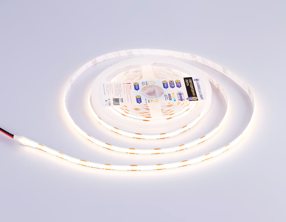 GS4652 COB 320Led/ 10W m/ 24V IP20 4500K/ 5000*8*1.54mm (2 конт.)