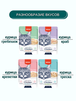 Wanpy Cat Пауч для кошек из курицы и трески 85 г